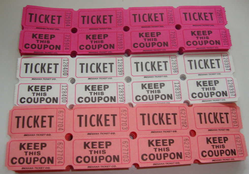 Non Toxic Perforated lottery Ticket Printing Raffle Coupon Paper Supply Disposable