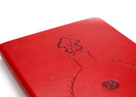 Rectangle Custom Journal Printing And Binding PU Leather Cover Red Embossed Logo